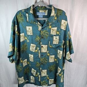 Bermuda Bay mens short-sleeved buttondown silk casual shirt size XL
